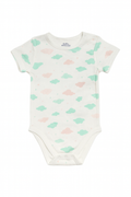 Body bianco con nuvolette verde menta e rosa -24-36 mesi