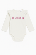 Body Trussardi bianco a maniche lunghe con volant - 24 mesi