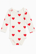 Body bianco maniche lunghe con cuori rossi Petit Bateau - 12-18 mesi