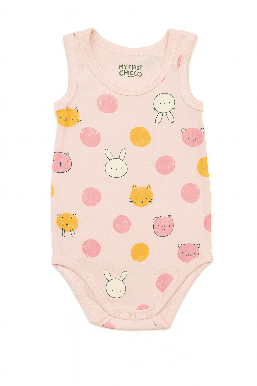 Body rosa senza maniche con animaletti - 3 mesi