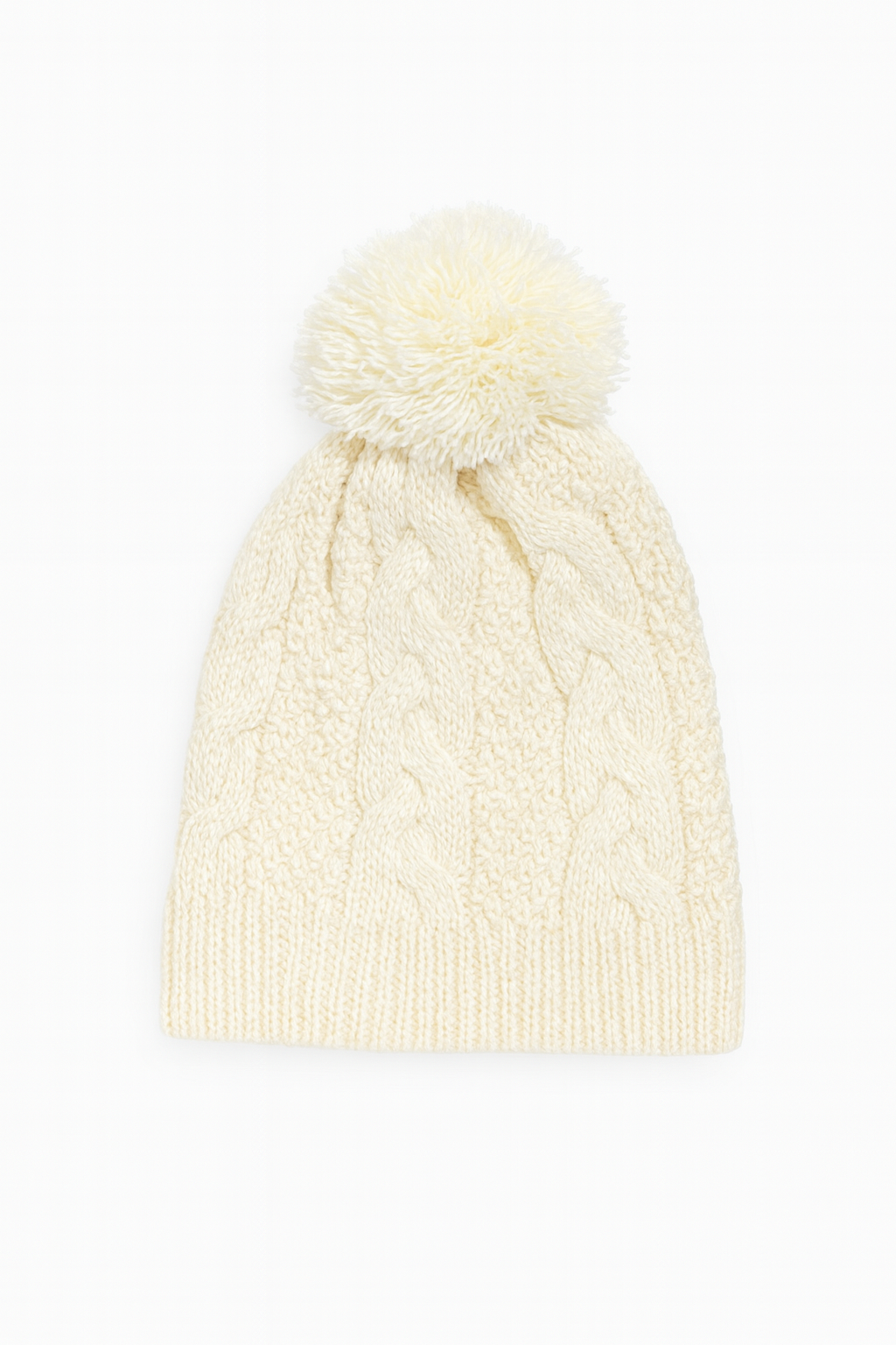 Cappello panna con pompon -12-18 mesi