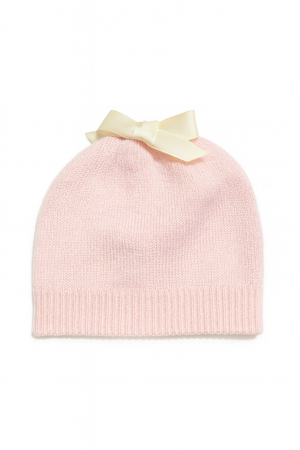 Cappellino rosa con fiocco panna