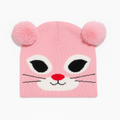 Cappellino rosa con faccina e pompon