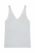 Top a maglia grigio chiaro con scollo a V - Taglia S/M