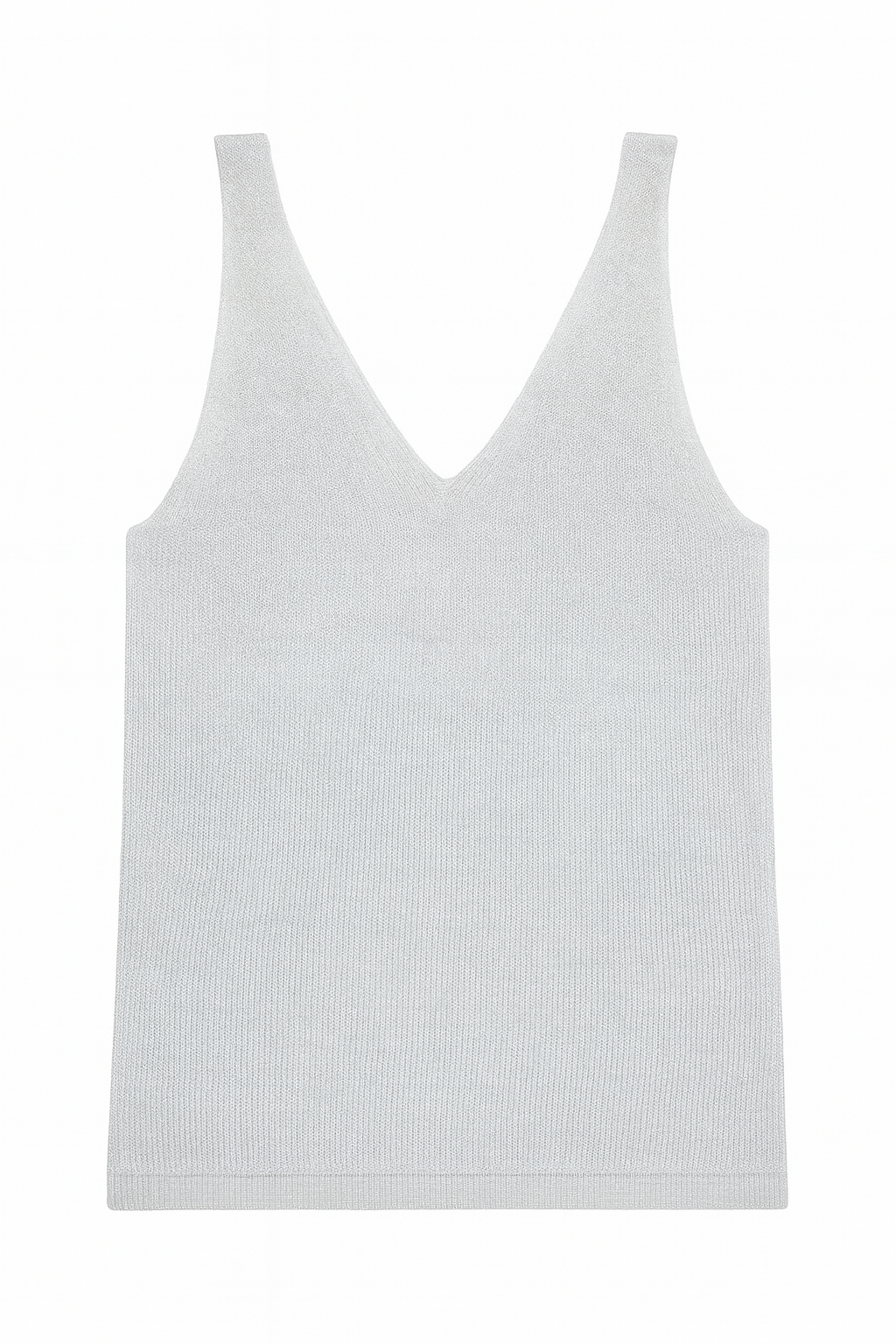 Top a maglia grigio chiaro con scollo a V - Taglia S/M