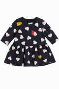 Vestito pesante blu a cuori - 6 mesi