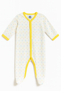 Tutina bianca con bordo giallo e stelline – 6 mesi