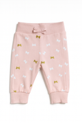 Pantaloni rosa con fiocchetti bianchi e dorati – 3-6 mesi