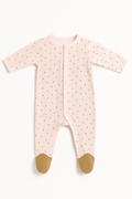 Tutina rosa a pois marroni con piedini - 3-6 mesi