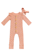 Tutina rosa in costina con fascia - 3-6 mesi
