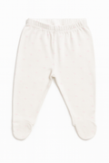 Pantaloni bianchi con piedini e farfalle rosa - 3-6 mesi