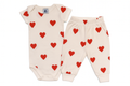 Completo con body e pantaloni con cuori - 3 mesi