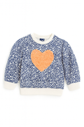 Felpa blu fiorata con cuore arancione – 3-6 mesi
