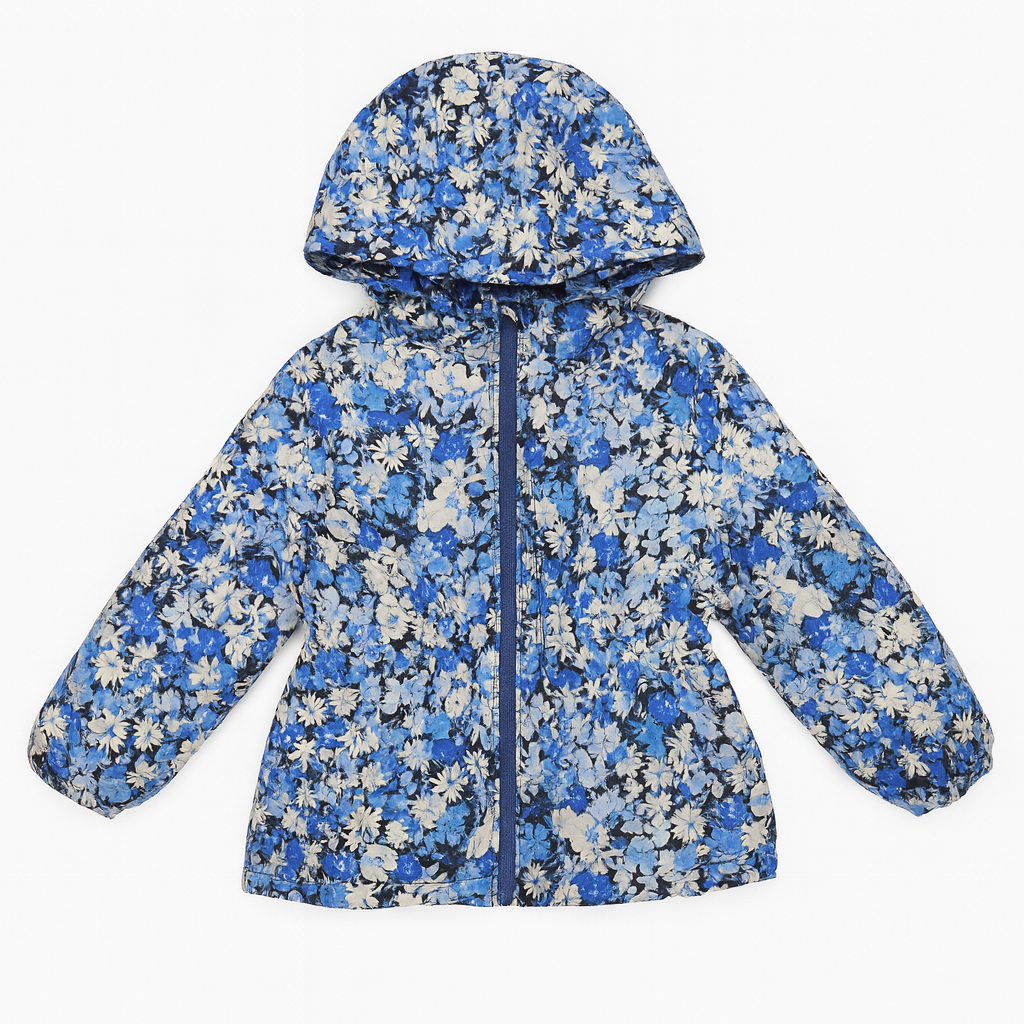 Giubbino leggero blu con fantasia floreale - 24 mesi