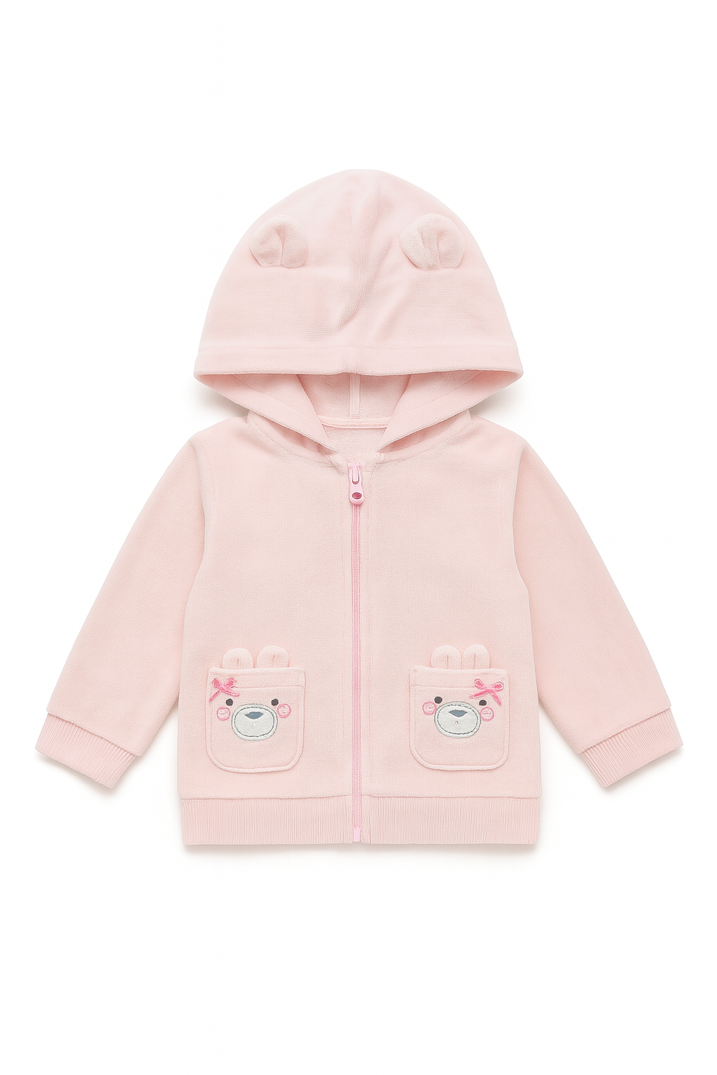 Felpa rosa con cappuccio e orsetti – 0-3 mesi