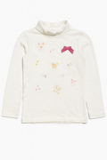 Maglia bianca a maniche lunghe con fiocchetto rosa -24-36 mesi