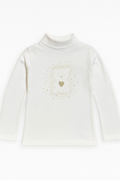 Maglia a collo alto bianca con orsetto glitter - 24-36 mesi