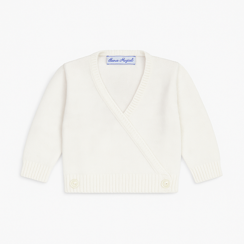 Cardigan incrociato bianco a maniche lunghe - 0-3 mesi