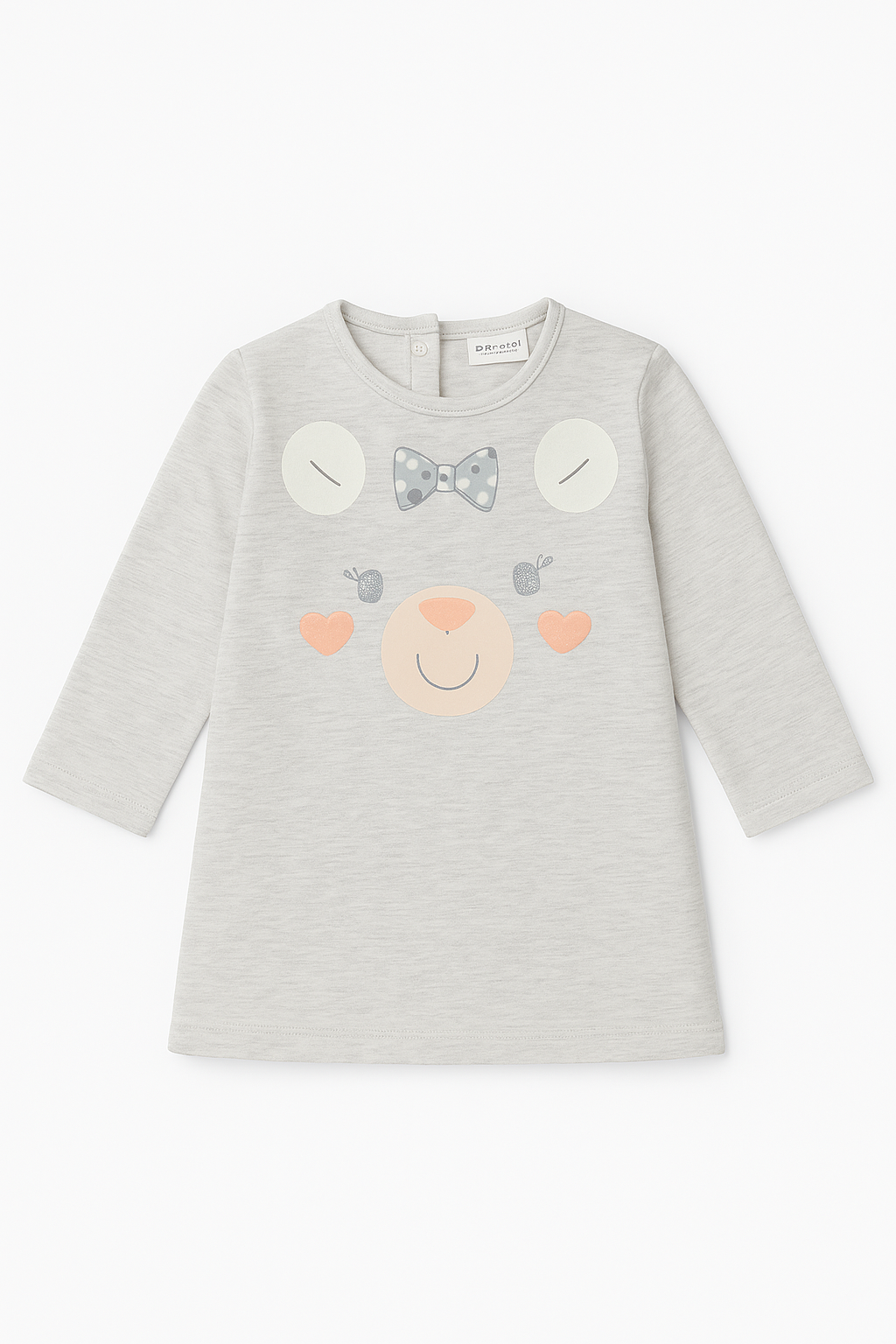 Maglia grigia con orsetto a maniche lunghe