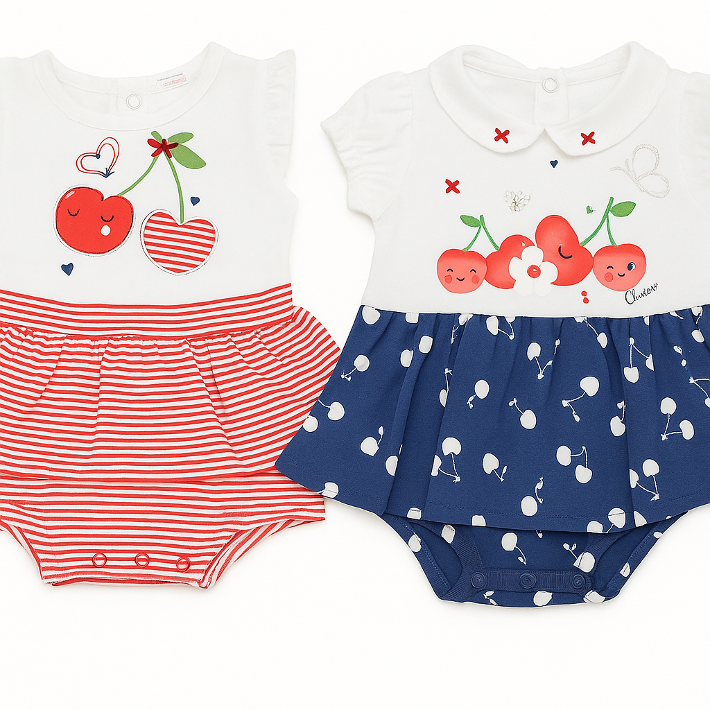 Pagliaccetto Prenatal con Gonnellina – Fantasia Ciliegie - 1-3 mesi
