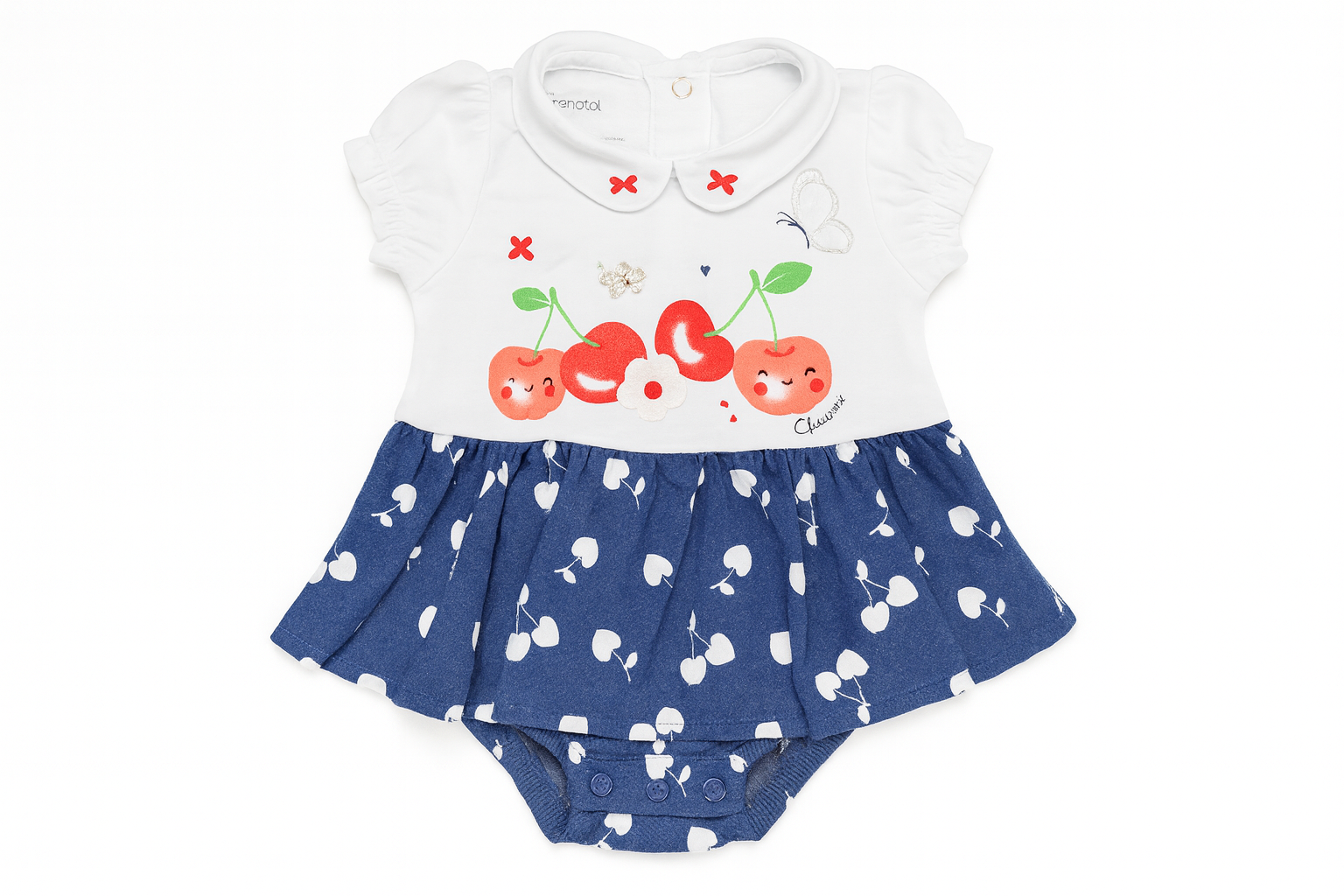 Pagliaccetto Prenatal con Gonnellina – Fantasia Ciliegie - 1-3 mesi
