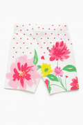 Pantaloncini bianchi con fantasia a fiori - 3 mesi