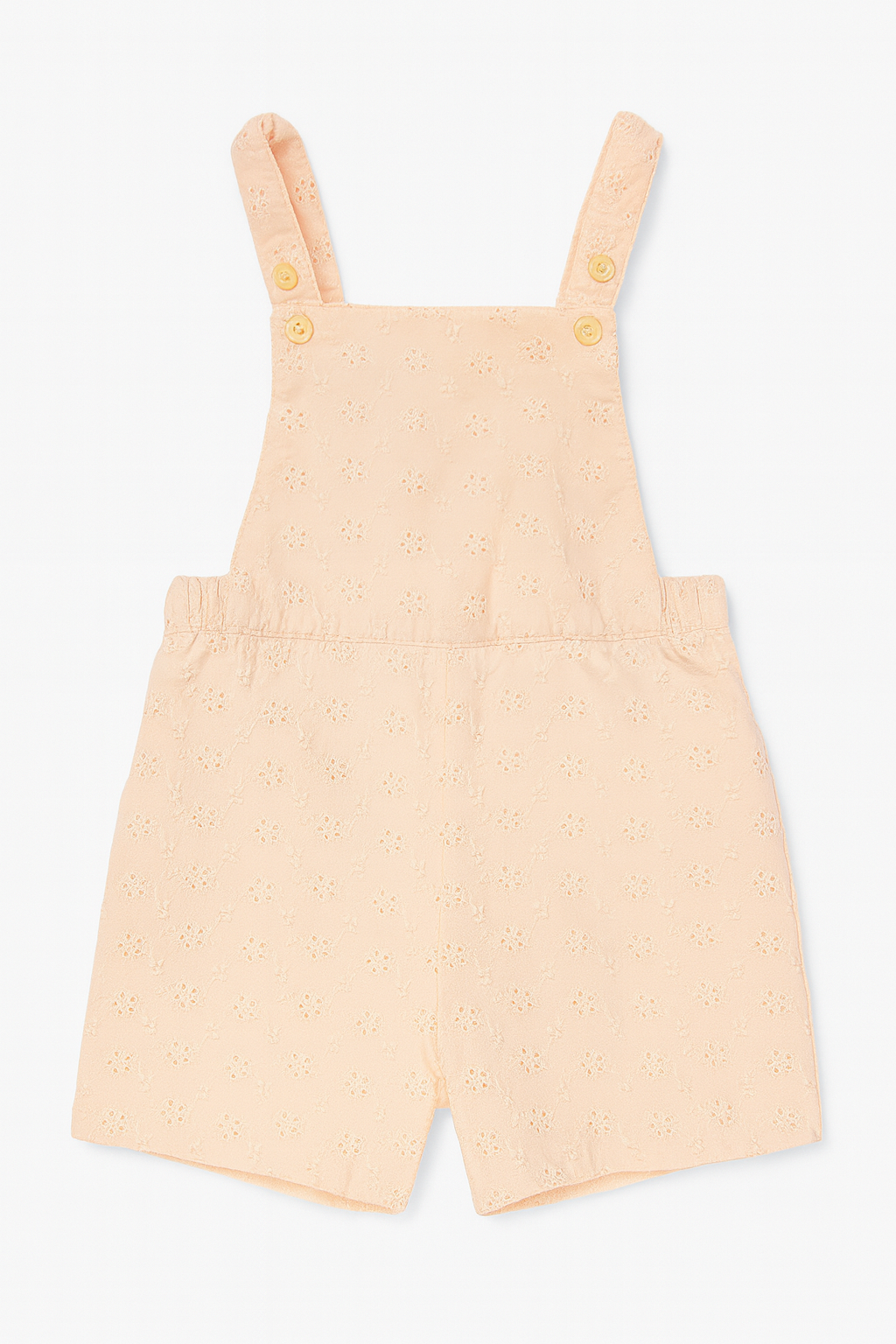 Salopette rosa pesca in cotone ricamato Petit Bateau -18 mesi