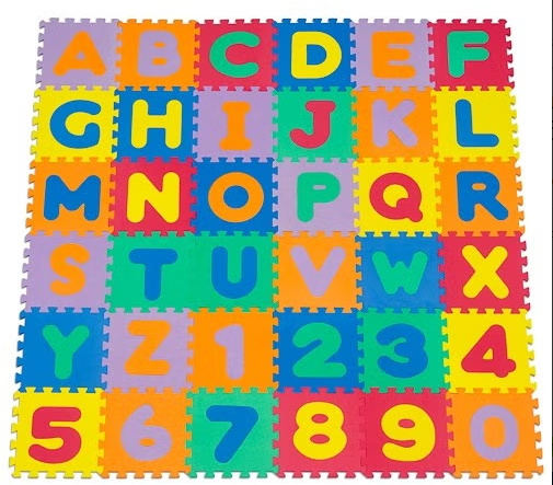Tappeto puzzle morbido con lettere e numeri