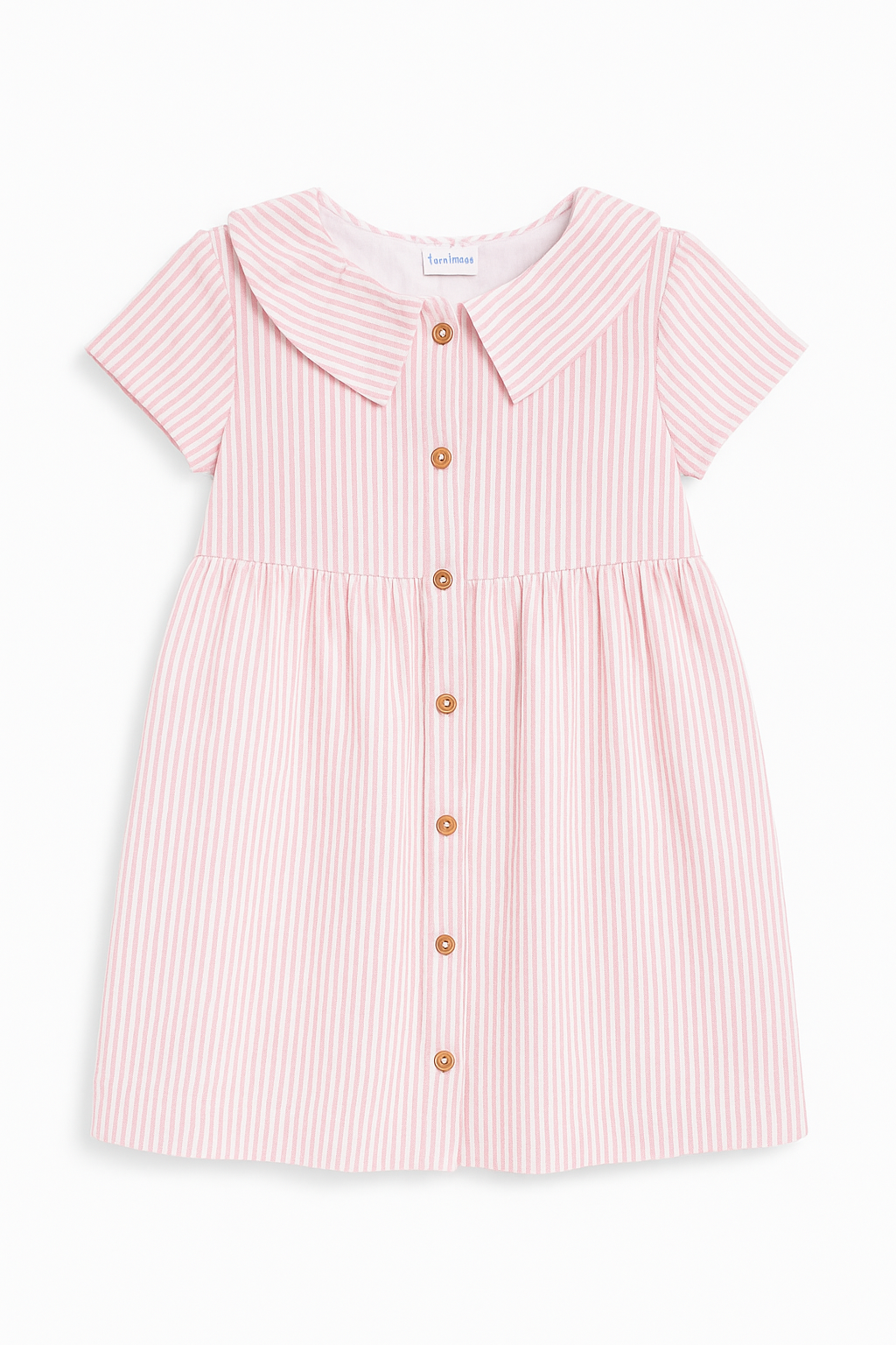 Vestito rosa a righe con bottoncini - 24 mesi