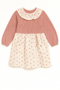 Vestito bicolor rosa e crema con maniche lunghe - 24 mesi