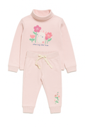 Completo rosa “Sharing the Love” con coniglietto e fiori - 24 mesi